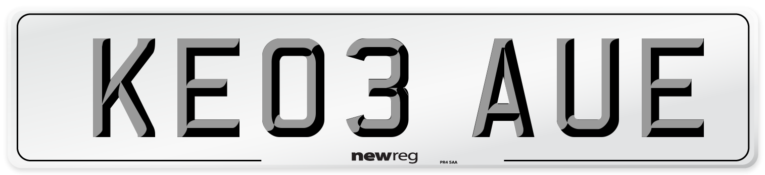 KE03 AUE Number Plate from New Reg